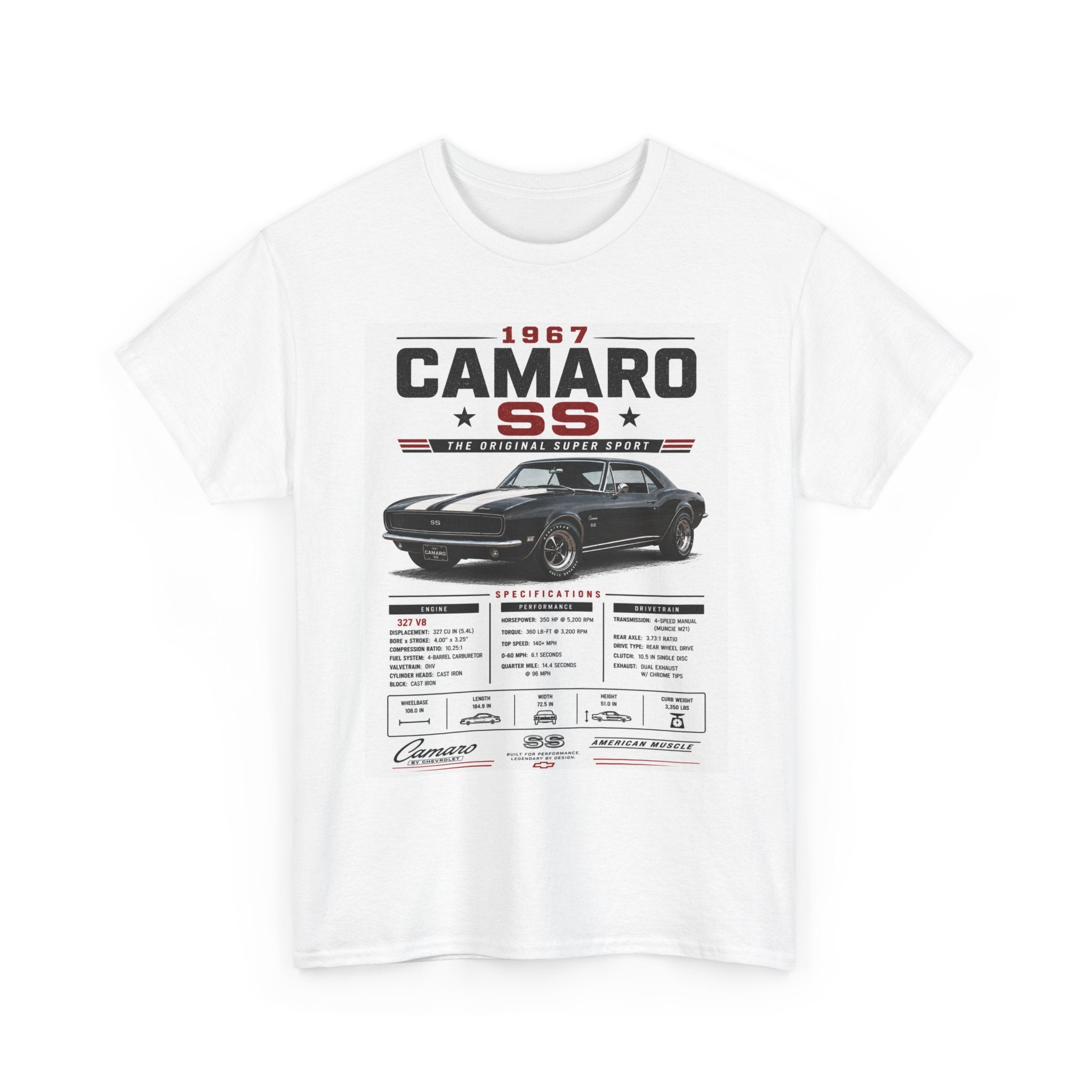 1967 Camaro SS T-Shirt — Classic Muscle Car Tee with Specs