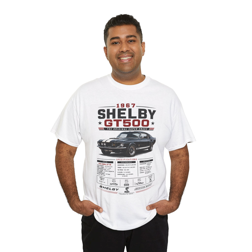 1967 GT500 Specs T-Shirt — Classic Muscle Car Enthusiast Tee